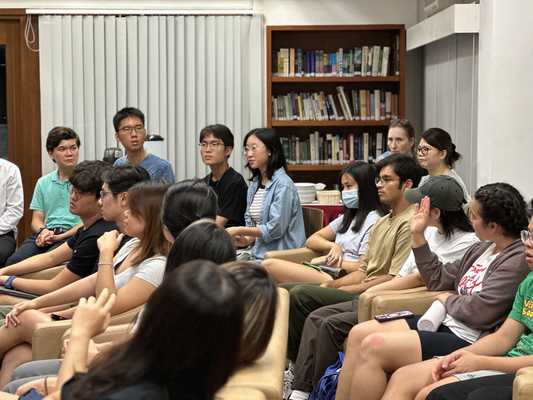 Students ask questions.