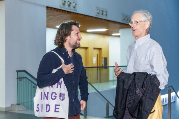 Author Nathan Thrall with College Master Professor Nick Rawlins