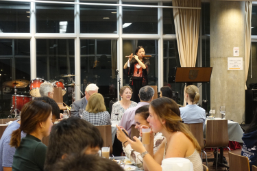 Flutist Wang Shang performs during Cultural Night