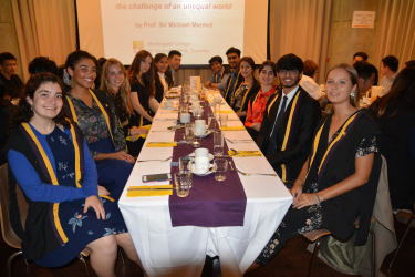 Exchange students enjoy their final Formal Hall dinner with Morningsiders