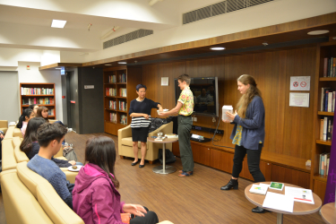 Xu Xi picking the winners of the book raffle